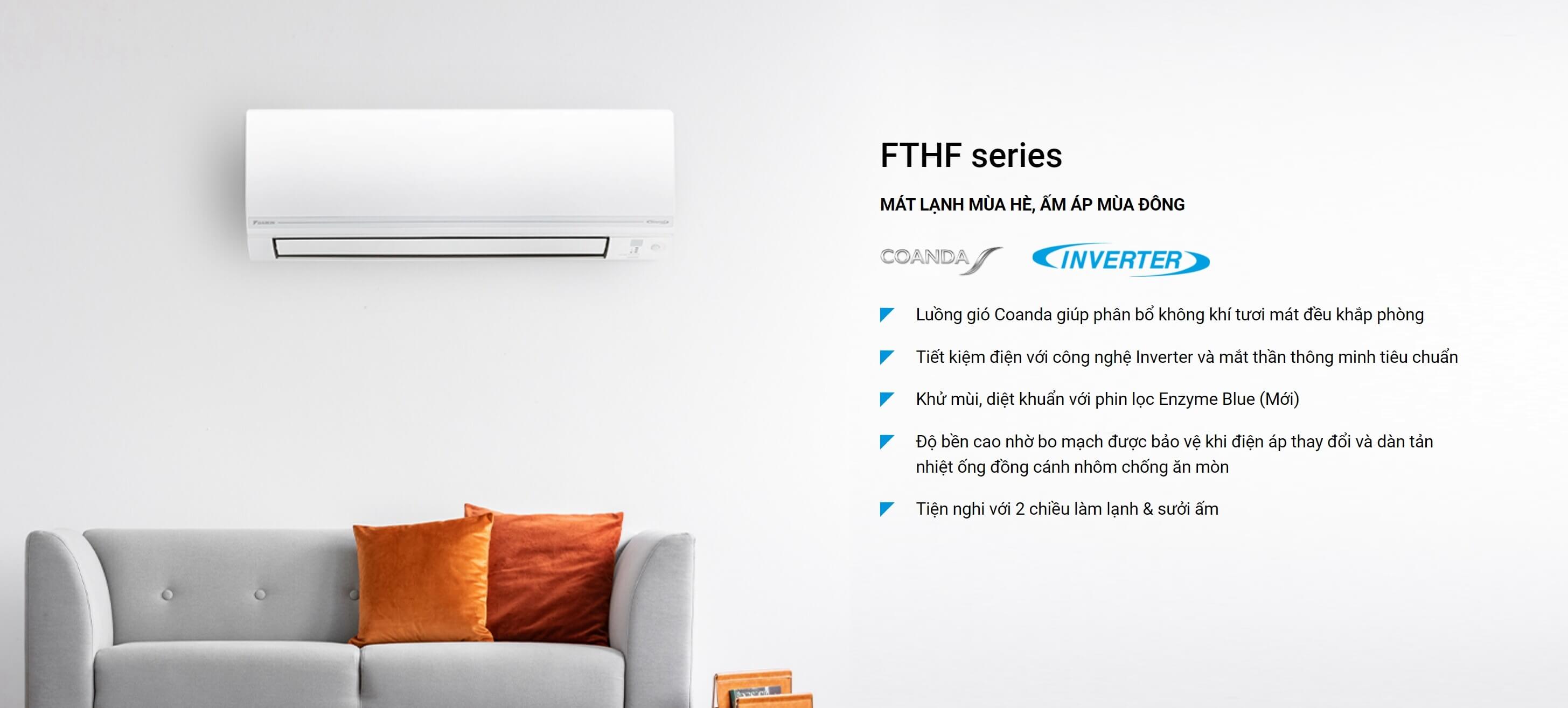 Điều hòa Daikin FTHF50VAVMV sở hữu thiết kế hiện đại với đường nét mềm mại, tinh giản