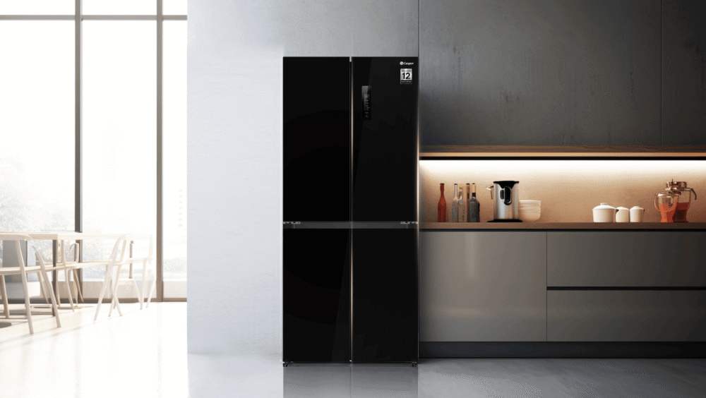Tủ lạnh Casper nhiều cửa 430L RM-430PB sở hữu chất liệu thép không gỉ cao cấp với lớp hoàn thiện màu đen thời thượng.