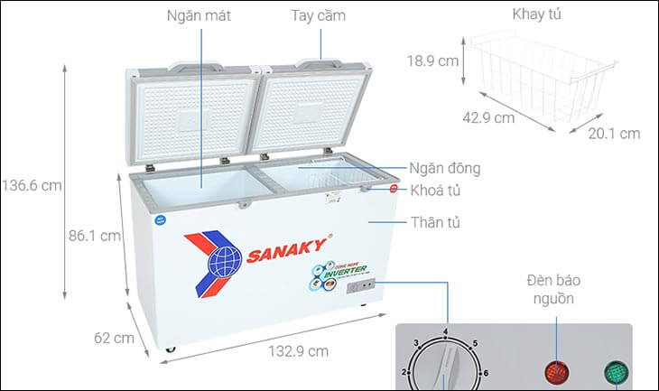 Dung tích và công suất của tủ đông