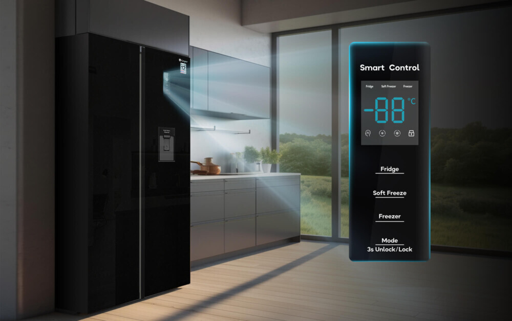 Tủ lạnh được trang bị bảng điều khiển Smart Control với màn hình LED hiện đại