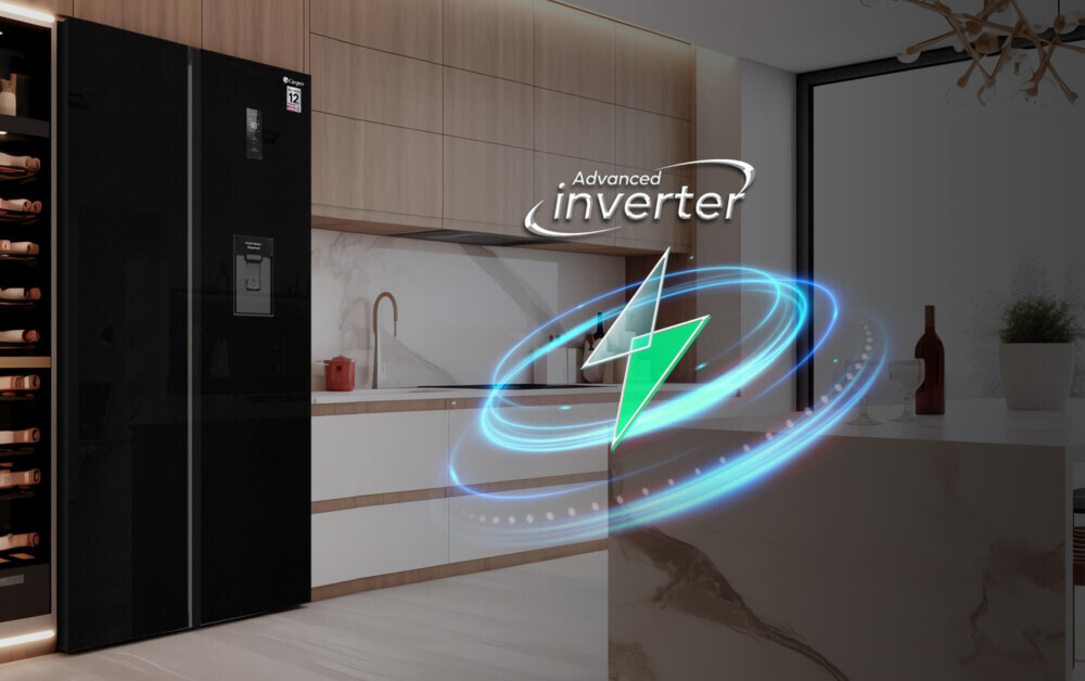 Tủ lạnh Casper RS-D462SBS được trang bị công nghệ Advanced Inverter tiên tiến, đóng vai trò quan trọng trong việc tối ưu hiệu suất hoạt động và tiết kiệm điện năng.