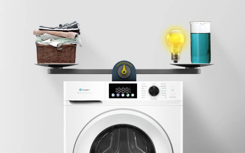 Máy giặt Casper ProWash được trang bị hệ thống suy luận ảo Fuzzy Logic hiện đại, cho phép thiết bị tự động nhận diện khối lượng quần áo trong lồng giặt