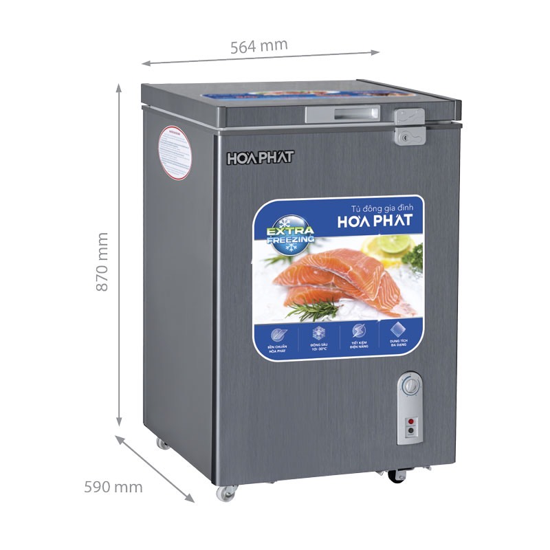 Tủ đông Hòa Phát HPF AD6107G có thiết kế dạng đứng nhỏ gọn