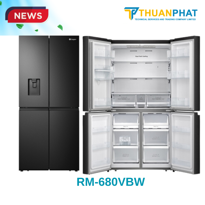 Tủ lạnh Casper 4 cửa Multidoor 645L RM-680VBW được thiết kế tinh tế, hiện đại 