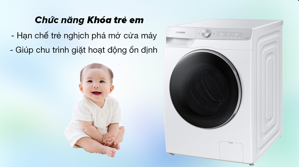 Chức năng khóa trẻ em ngăn trẻ nghịch phá mở cửa máy 