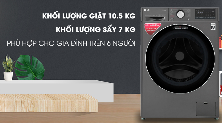 Khối lượng giặt và sấy phù hợp cho gia đình Khối lượng giặt và sấy phù hợp cho gia đình