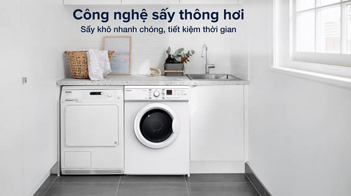Với khối lượng sấy tối đa 7.2 kg, máy sấy Casper TD-72VWD là lựa chọn phù hợp cho gia đình từ 2 – 3 thành viên
