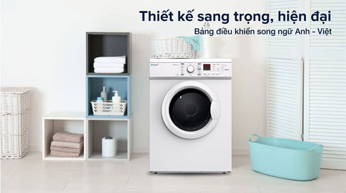 Máy sấy Casper TD-72VWD sở hữu kiểu dáng lồng ngang, cửa trước hiện đại