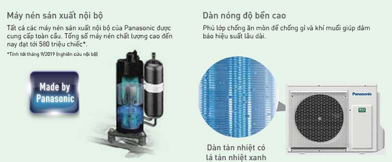 Điều hòa âm trần Panasonic S/U-48PU3HB5 được trang bị 100% dàn trao đổi nhiệt bằng đồng