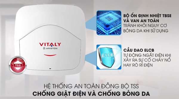 binh nong lanh ariston vitaly he thong an toan tss