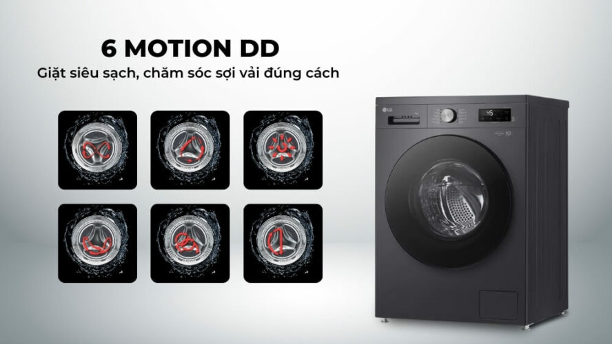 công nghệ 6 motion dd trên máy giặt lg fb1209s5m