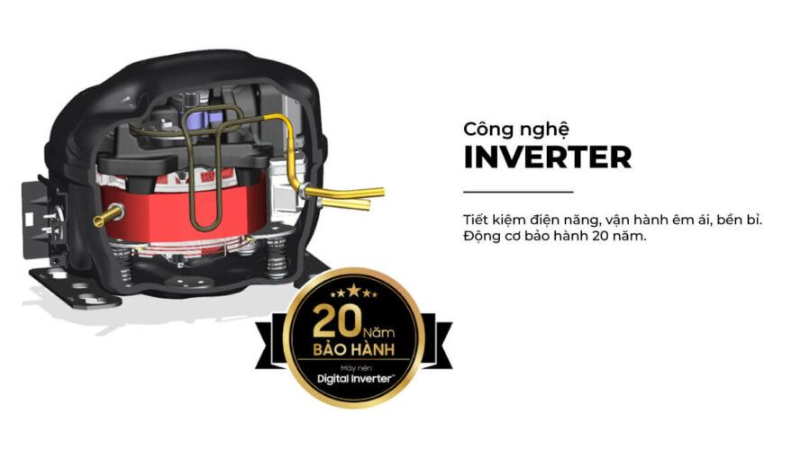 dong co inverter tren tu lanh samsung inverter 599 lit
