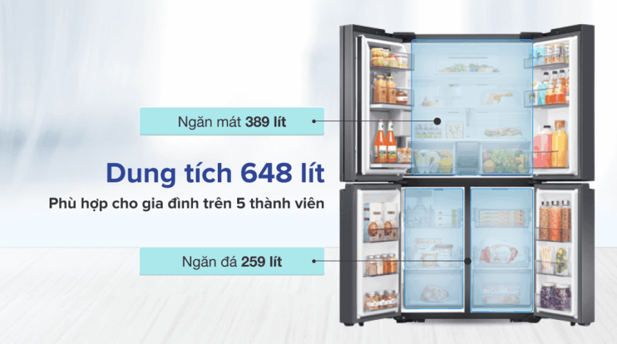tu lanh samsung inverter 648 lit dung tich
