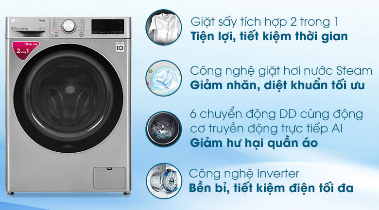 Tiện ích nổi bật máy giặt LG FV1409G4V 