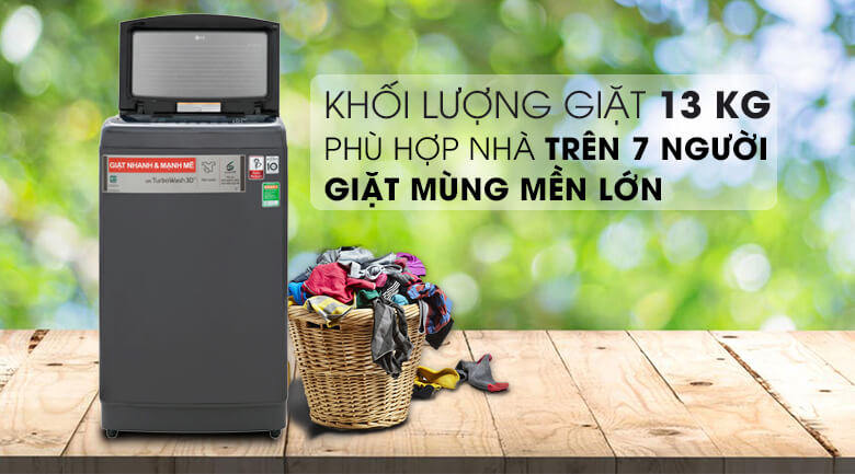 Máy giặt LG 13 kg, giải pháp giặt sạch cho gia đình đông người