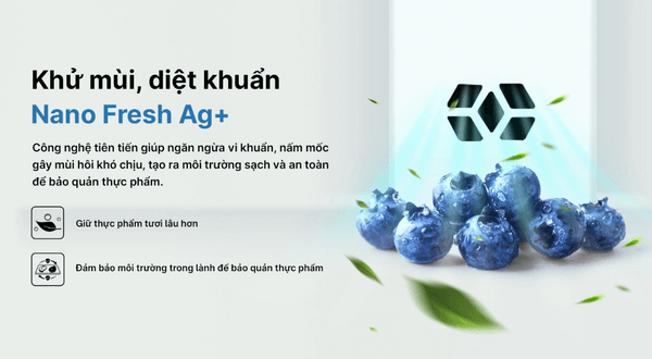 Tủ lạnh Aqua trang bị bộ lọc Nano Fresh Ag+ với các ion bạc giúp ngăn chặn vi khuẩn và nấm mốc gây mùi khó chịu. Tủ lạnh Aqua trang bị bộ lọc Nano Fresh Ag+ với các ion bạc giúp ngăn chặn vi khuẩn và nấm mốc gây mùi khó chịu.