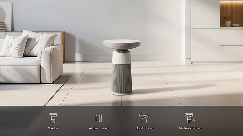 Máy lọc không khí LG AS20GSHU0.ABAE gây ấn tượng mạnh ngay từ cái nhìn đầu tiên với thiết kế độc đáo