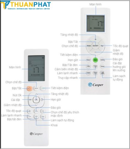 Các nút chức năng trên điều khiển điều hòa Casper Các nút chức năng trên điều khiển điều hòa Casper