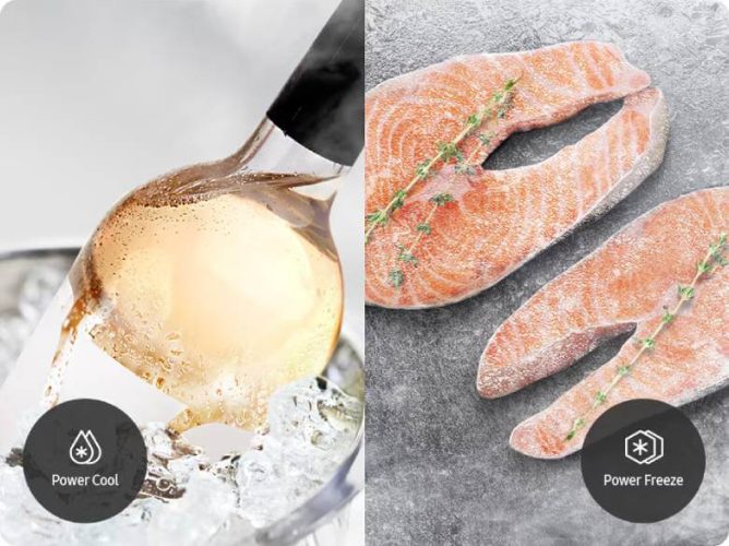Hai chế độ Power Cool và Power Freeze mang đến khả năng làm lạnh và cấp đông nhanh chóng