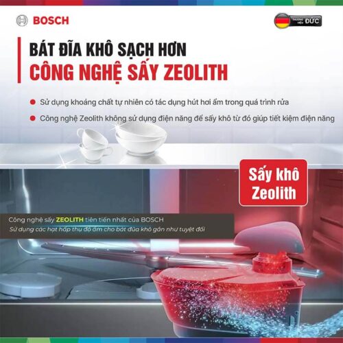 Một trong những điểm nổi bật nhất của Bosch SMS6ZCI01P chính là công nghệ sấy Zeolith tiên tiến.