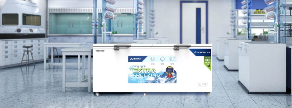Tủ đông Hòa Phát HPF AD8544 sở hữu thiết kế dạng nằm với 1 ngăn đông – 2 cánh mở