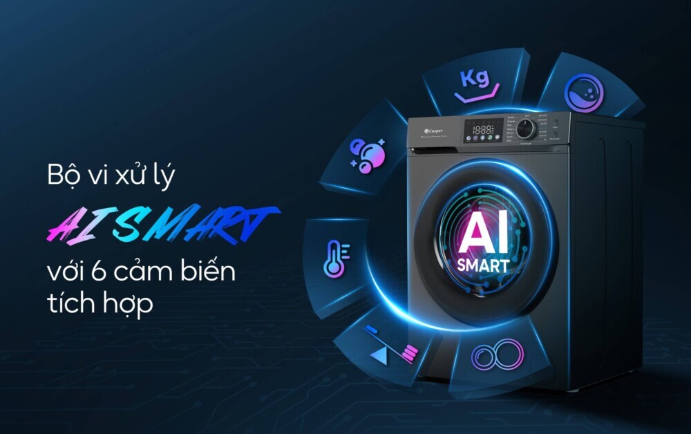 Máy giặt Casper WF-D105VGR1 được tích hợp công nghệ AI Smart tiên tiến