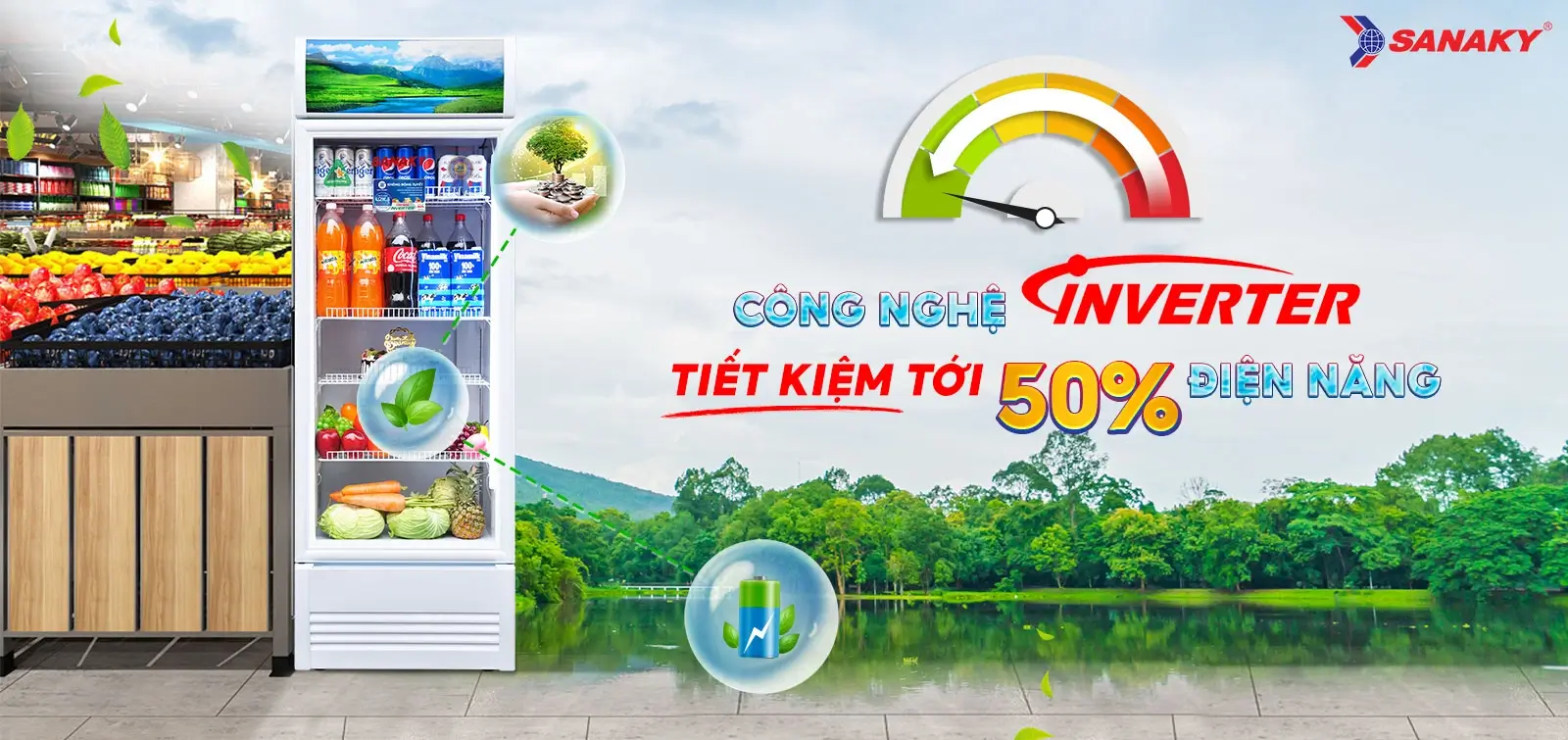Tủ mát Sanaky VH-4088K3 được tích hợp công nghệ Inverter tiên tiến giúp tối ưu hóa hiệu suất làm lạnh và tiết kiệm điện năng vượt trội.