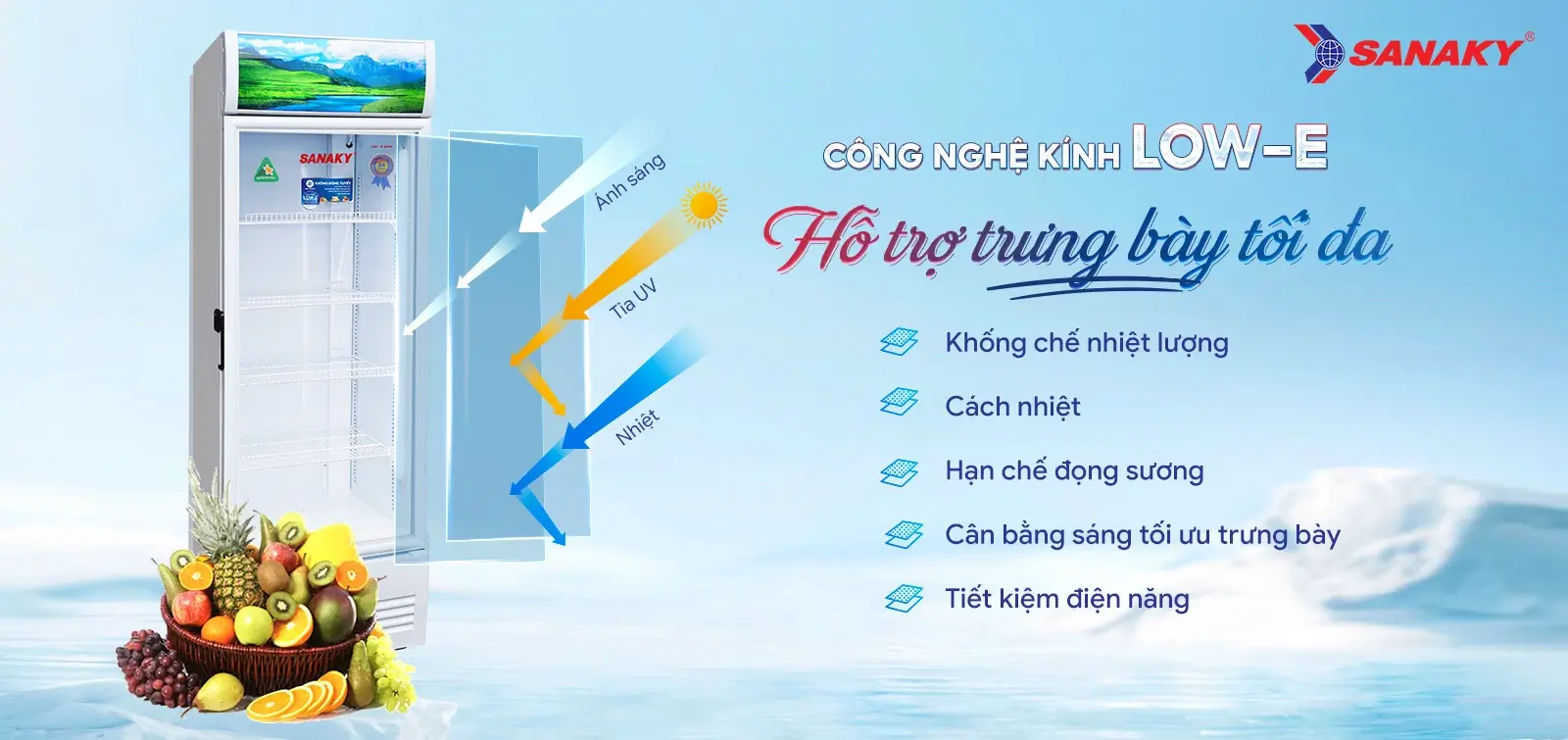 Một trong những công nghệ đáng chú ý trên tủ mát Sanaky VH-4088K là cửa kính Low-E cao cấp. Một trong những công nghệ đáng chú ý trên tủ mát Sanaky VH-4088K là cửa kính Low-E cao cấp.