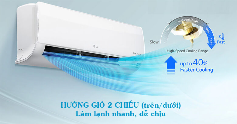 Điều hòa LG IFC12M1 được trang bị cơ chế đảo gió tự động theo phương lên xuống giúp tối ưu khả năng phân phối không khí lạnh trong phòng.