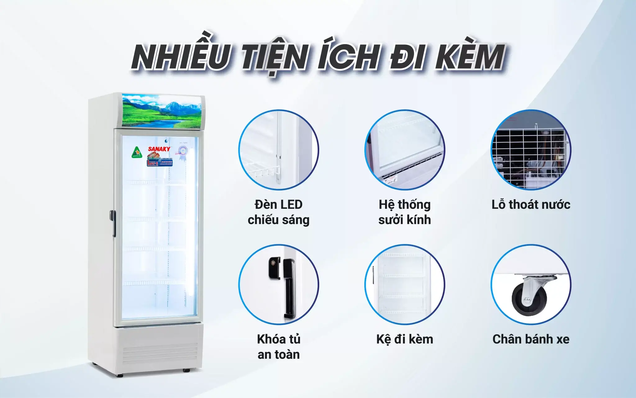 Tủ mát Sanaky VH-5089K được tích hợp hệ thống bánh xe chắc chắn dưới chân tủ giúp việc di chuyển trở nên dễ dàng hơn. Tủ mát Sanaky VH-5089K được tích hợp hệ thống bánh xe chắc chắn dưới chân tủ giúp việc di chuyển trở nên dễ dàng hơn.
