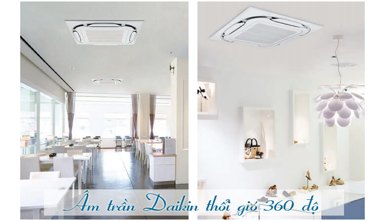 Điểm nổi bật tiếp theo của điều hòa cassette Daikin FCFC71DVM là khả năng phân phối gió theo bốn hướng kết hợp luồng gió tuần hoàn 360°.