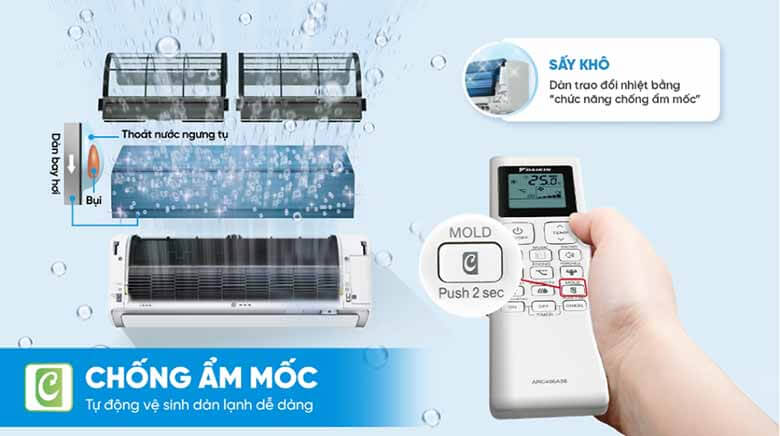 FTKY25ZVMV được trang bị công nghệ Streamer độc quyền của Daikin, sử dụng cơ chế phóng điện Plasma tốc độ cao để phân hủy các chất ô nhiễm bám trên phin lọc và bên trong dàn lạnh.