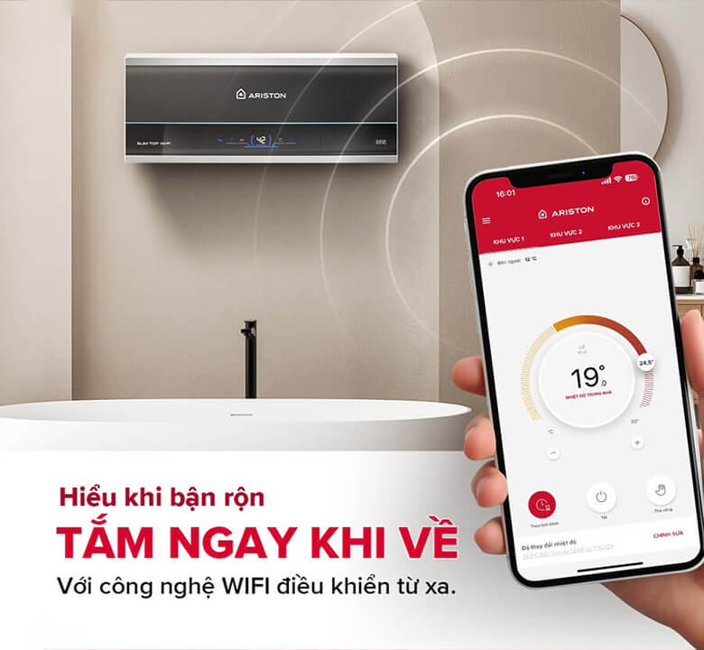 SL3 20 TOP WIFI VN chính là khả năng kết nối Wifi thông qua ứng dụng Aqua Ariston NET trên điện thoại thông minh.