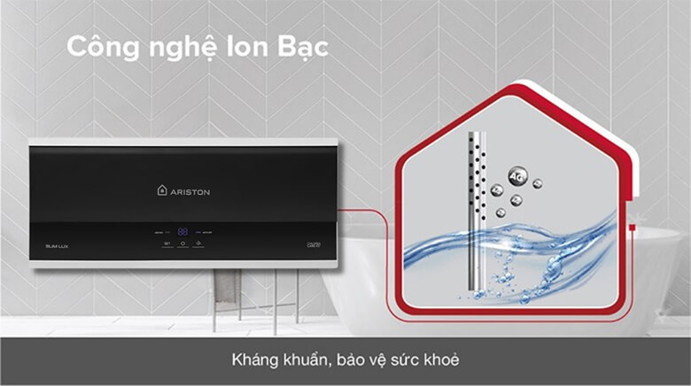 Bình nóng lạnh Ariston SL3 30 LUX VN được tích hợp công nghệ Ag+ sử dụng các ion bạc có khả năng ức chế sự phát triển của vi khuẩn trong môi trường nước.
