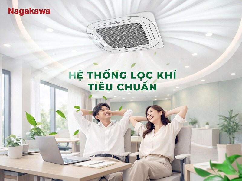 Nagakawa NT-C24R1T20 được trang bị hệ thống lọc khí có khả năng hỗ trợ loại bỏ bụi thô và các tạp chất trong luồng không khí.