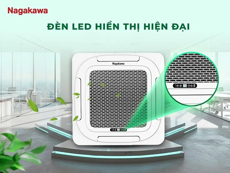 Nagakawa NT-C24R1T20 được tích hợp đèn LED hiển thị trên mặt máy, mang đến khả năng quan sát trạng thái hoạt động thuận tiện hơn.