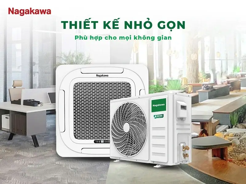 Nagakawa NT-C36R1T20 được thiết kế theo kiểu cassette âm trần, giúp dàn lạnh được bố trí gọn gàng phía trên trần và chỉ để lộ mặt panel bên dưới. Nagakawa NT-C36R1T20 được thiết kế theo kiểu cassette âm trần, giúp dàn lạnh được bố trí gọn gàng phía trên trần và chỉ để lộ mặt panel bên dưới.